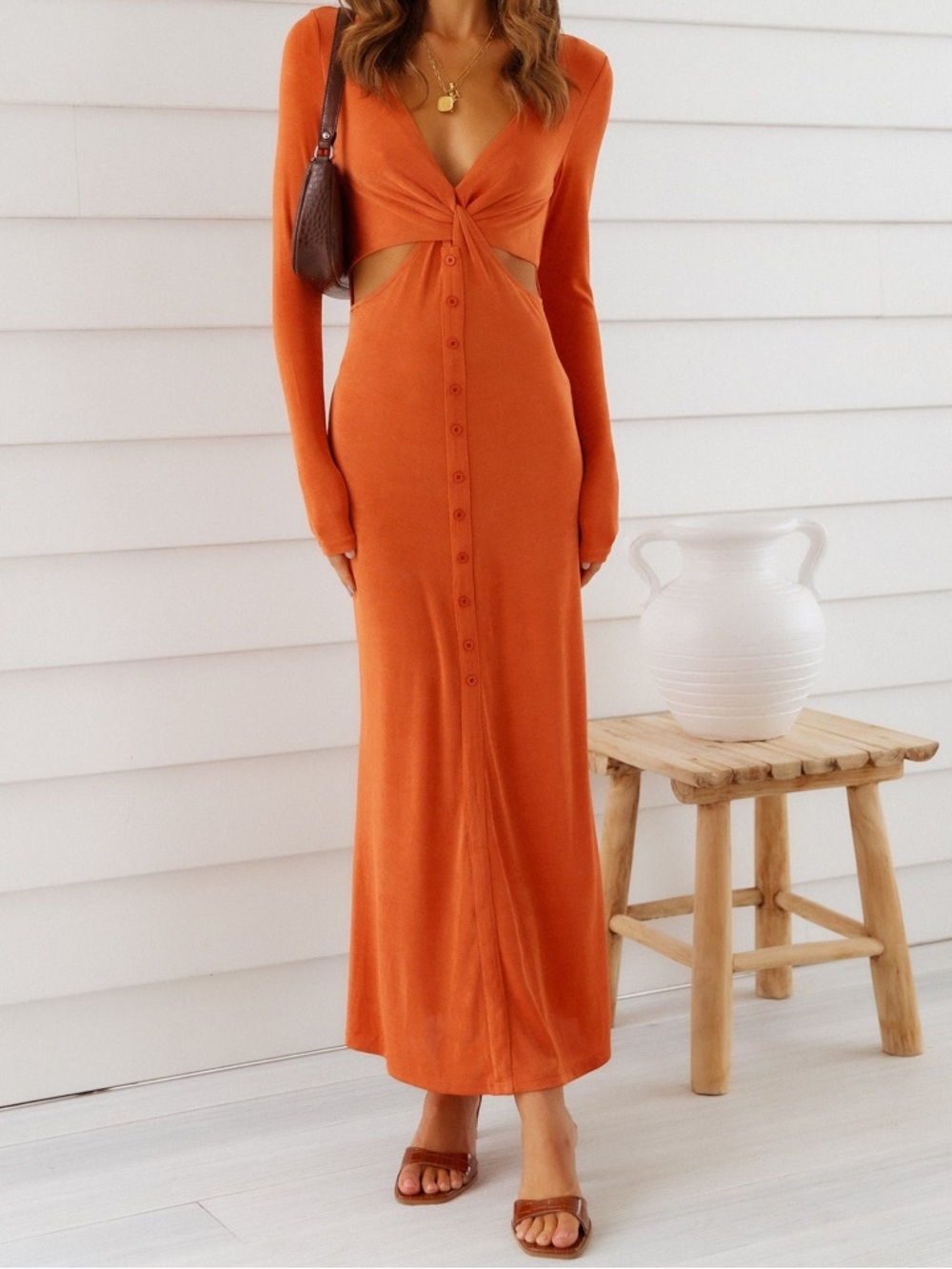 NWOT Criss Cross Maxi Dress - Picture 2 of 9